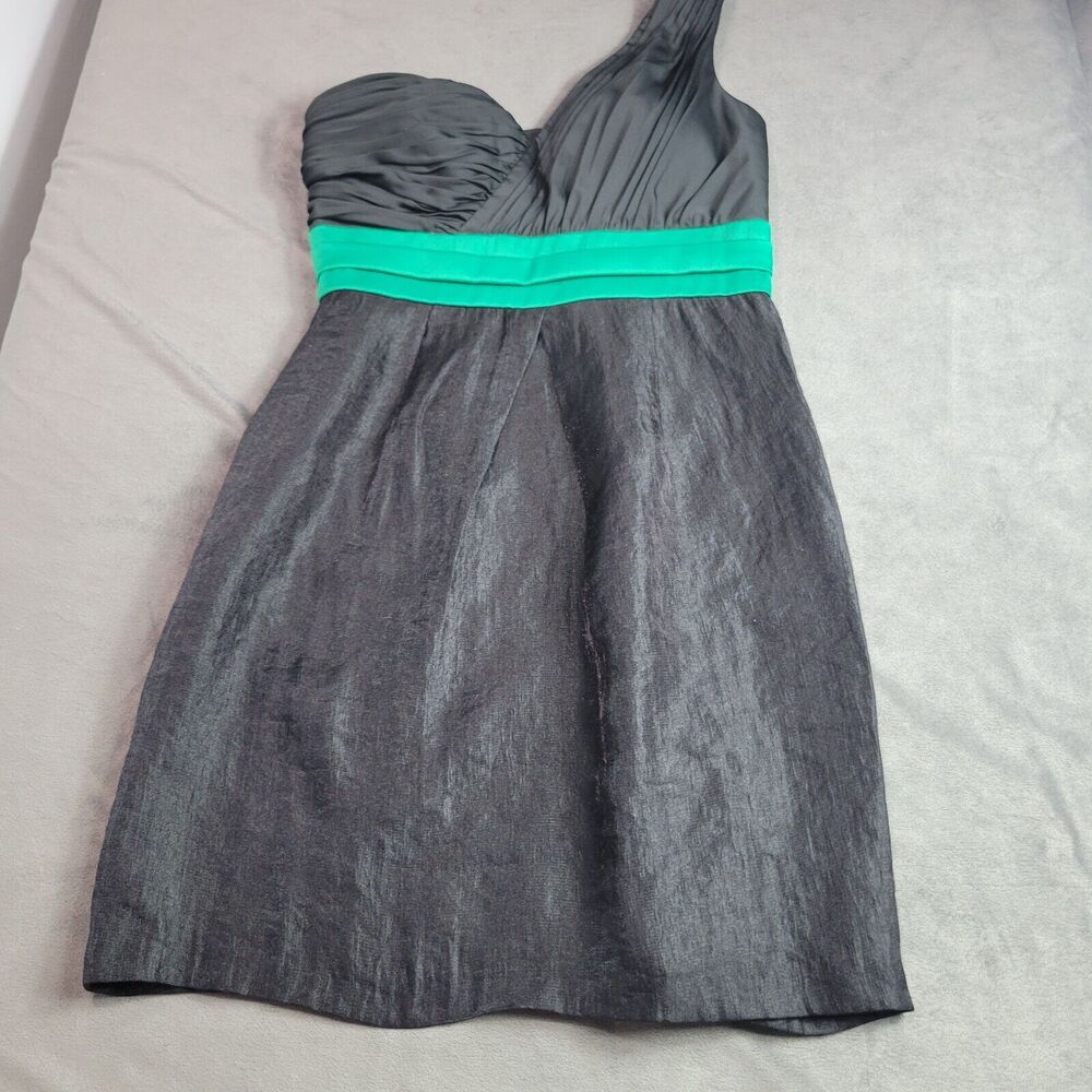 MaxandCleo Dress Women 6 Black Lined Sleeveless Sheer One Shoulder Green New Tag